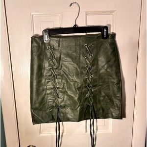 Faux leather short skirt.